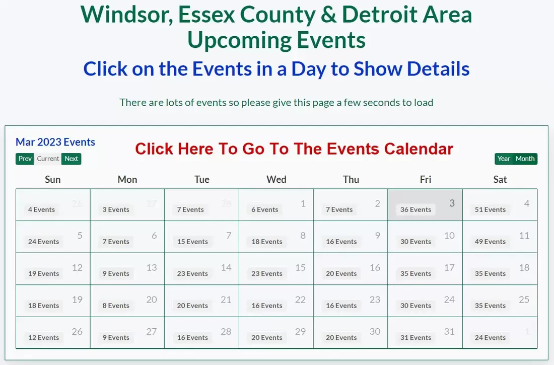 go to the windsor essex county detroit events calendar