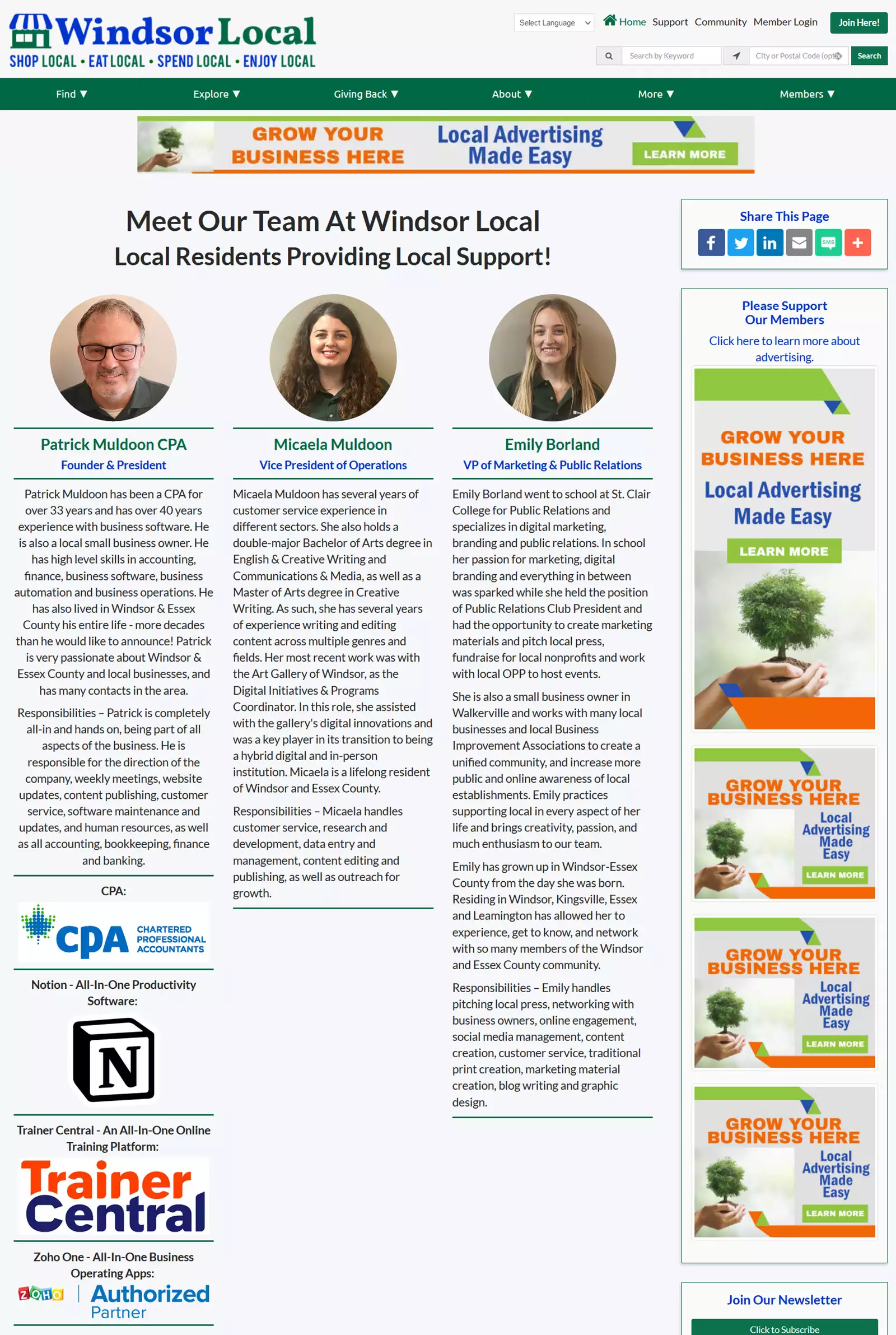 Windsor Local About - Our Team view