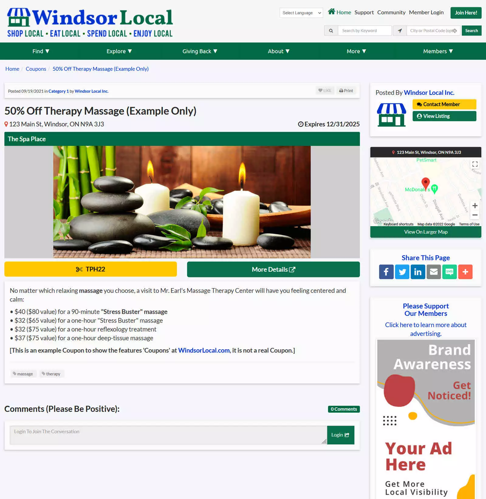 Windsor Local Coupon Details view