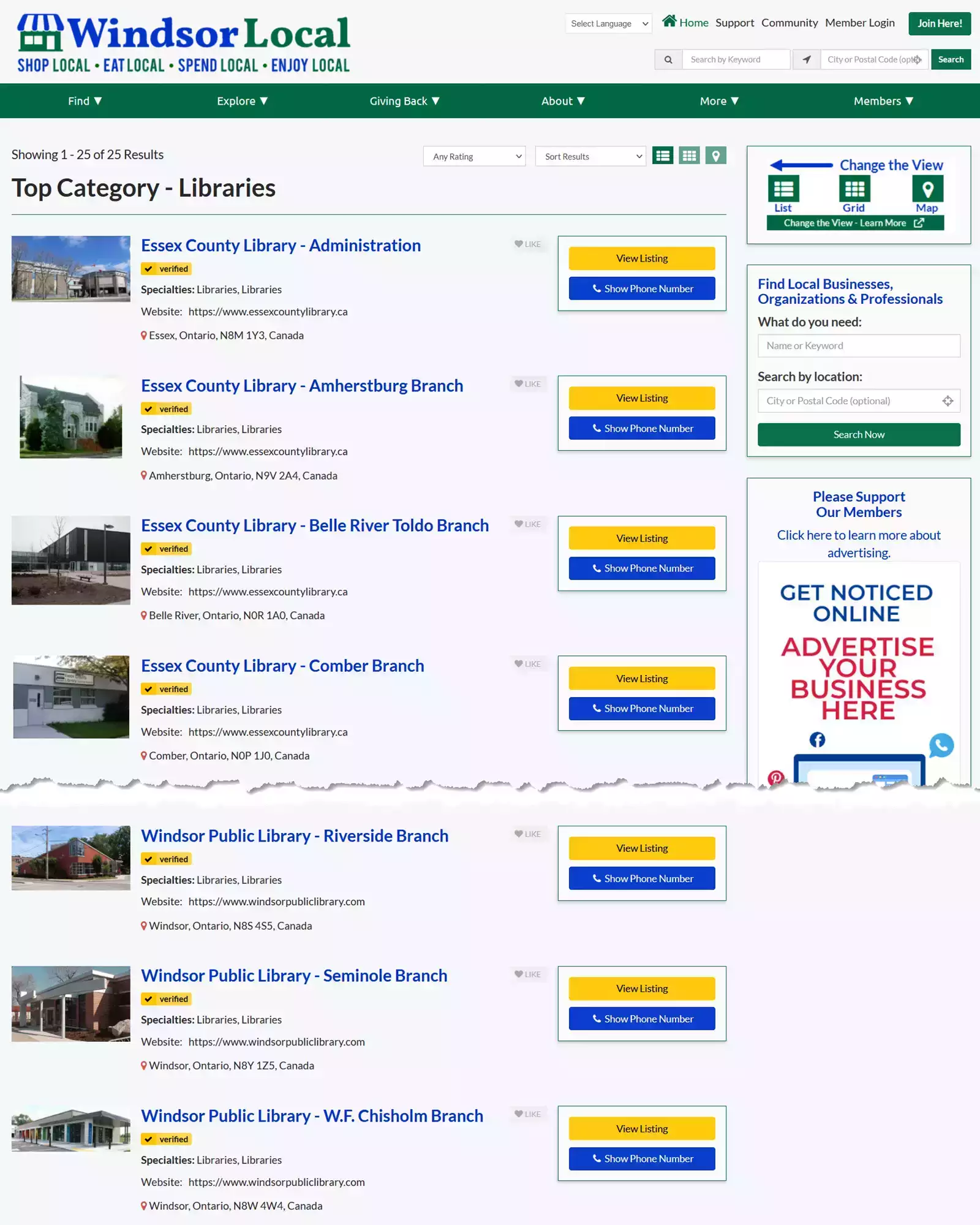 Windsor Local Libraries Search Summary Results view